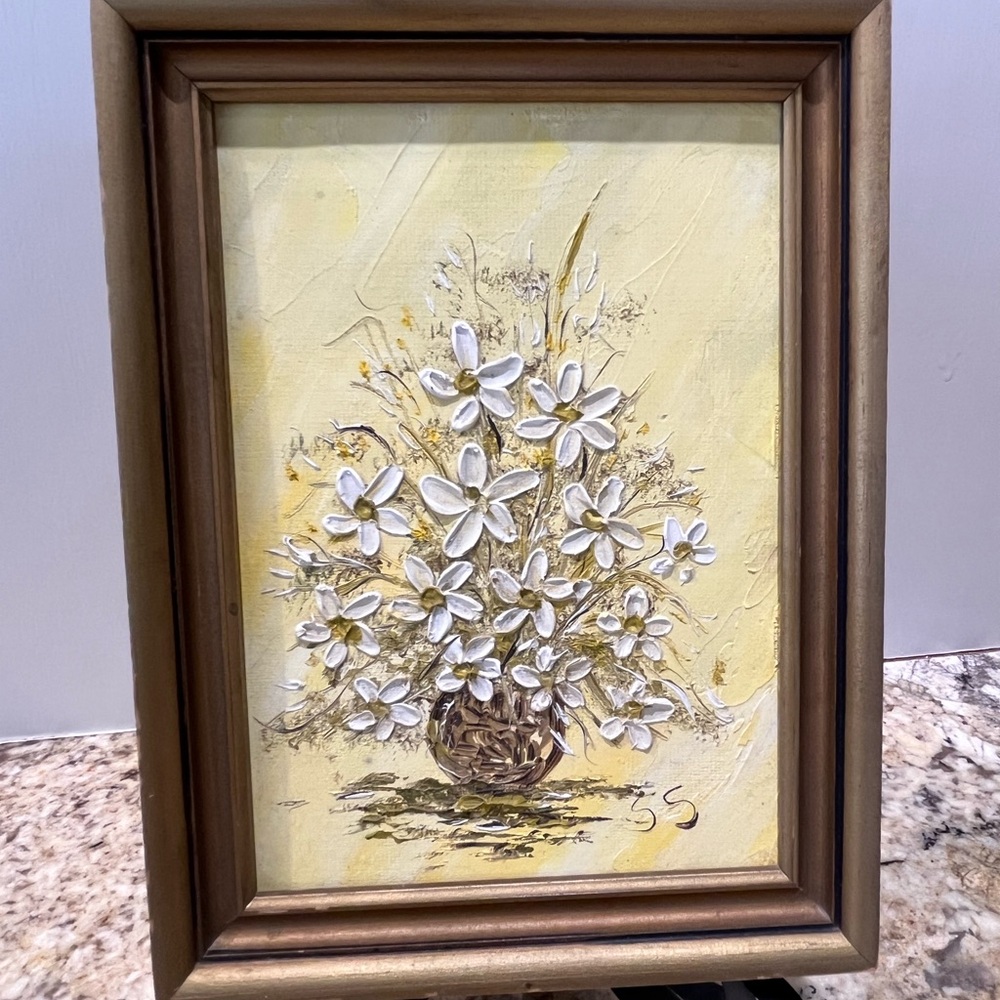 Vintage Miniature Original Framed Painting Flowers